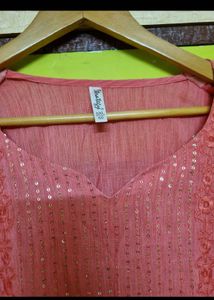 Sequined Kurta with Flared Sleeves