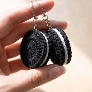 Crocheted biscuit and swiss roll Keychain Set✨