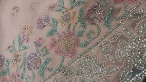 embroidery peach suit set
