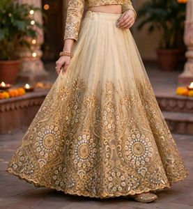 Exquisite Golden Lehenga Skirt
