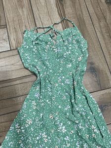Green Floral Print Midi Dress