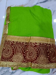 Green Embroidered Saree