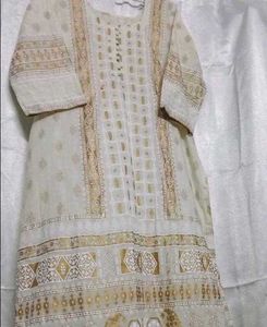 Elegant Off-White &amp; Gold Kurta Set
