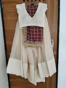 Elegant Cream &amp; Black Lehenga Set