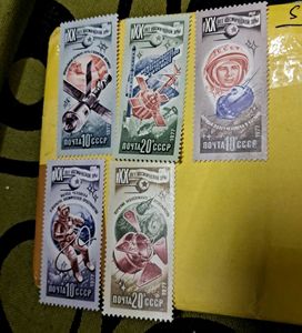 5 Vintage Mint USSR Space Stamps
