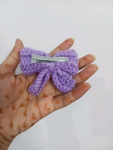 Handmade Crochet Hair Bow Clip