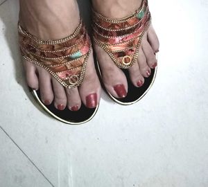Embroidered Platform Flip-Flops