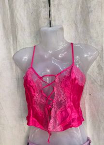 I. Lace Trimmed Satin Camisole