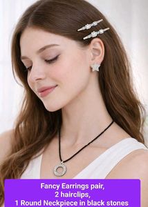 Star Moon Necklace set with 2 new hair clips