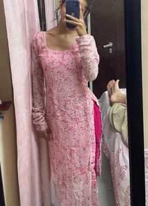 Pink Floral Kurta Set