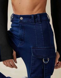 Deep Dark Blue Bootcut Cargo Jeans