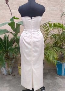 Elegant Strapless White Maxi Dress