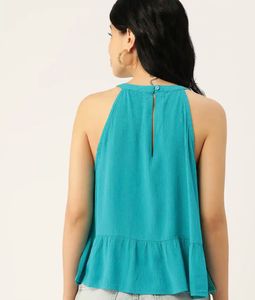 Turquoise blue lace top