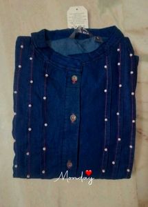 Pearls Denim long dress