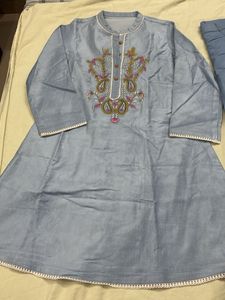 Light Blue Embroidered Kurta Set