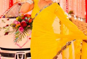 Yellow ready to wear saree