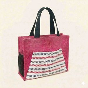 🌷Stylish Pink Jute Tote Bag