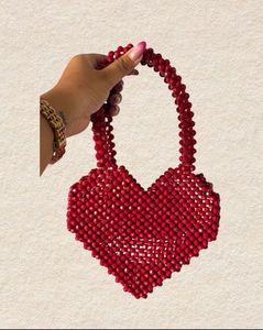 Red Heart Hand Beaded Handbag