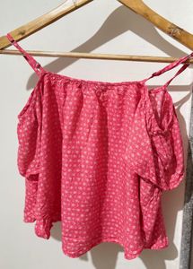 Abercrombie &amp; Fitch Pink Floral Cold Shoulder Top