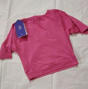 Vibrant Pink Ribbed Henley Top