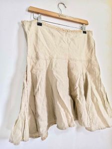 Boho Beige Linen Blend Skirt