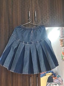 NEW Denim Pleated Skirt