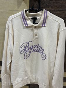 Cream Embroidered Sweatshirt