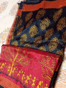 Handloom Saree with Kalamkari Print