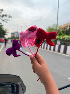 Handmade Crochet Red Bow Charm