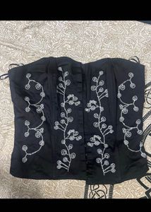 Embellished Black Corset Top