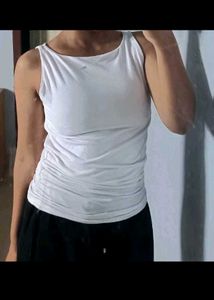 White Ruched Tank Top