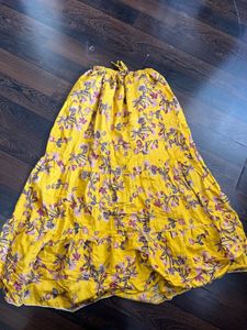 Yellow Floral Tiered Maxi Skirt