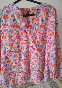 Floral Print Puff Sleeve Top