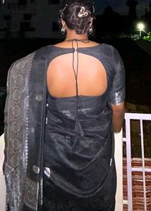 Black Saree with Silver Border
