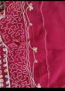 Red Full Hand Work Saree