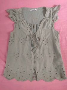 Boho Eyelet Lace Tassel Top