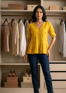 Yellow Embroidered top