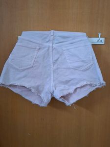 Cute Pink Embroidered Denim Shorts