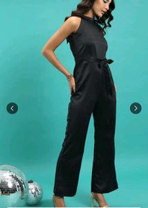 Tokyo Talkies Black Satin Halter Neck Jumpsuit