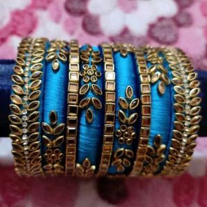 Emerald &amp; Silver Bangle Set