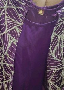 Elegant Purple Embroidered Gown
