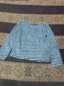 Blue and white striped top