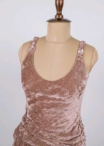 Y2K Velvet  Mauve Cocktail Dress with Ruffle Skirt