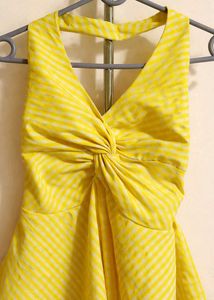 Yellow Gingham Tie-Front Top