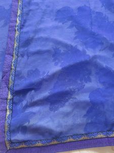Blue Floral Print Saree