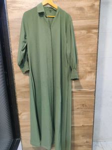 Green Midi Dress with Crochet Overlay