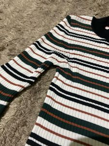 Striped Mock Neck Sweater