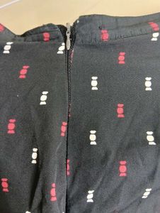black Printed Skort