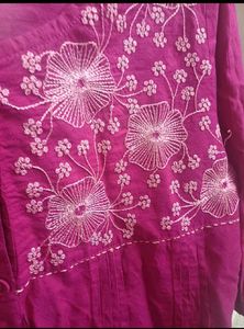 Magenta Embroidered Kurta