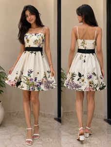 Floral Print Dress with Black Bow